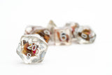 Rose Dice Set - 7 dice - transparent