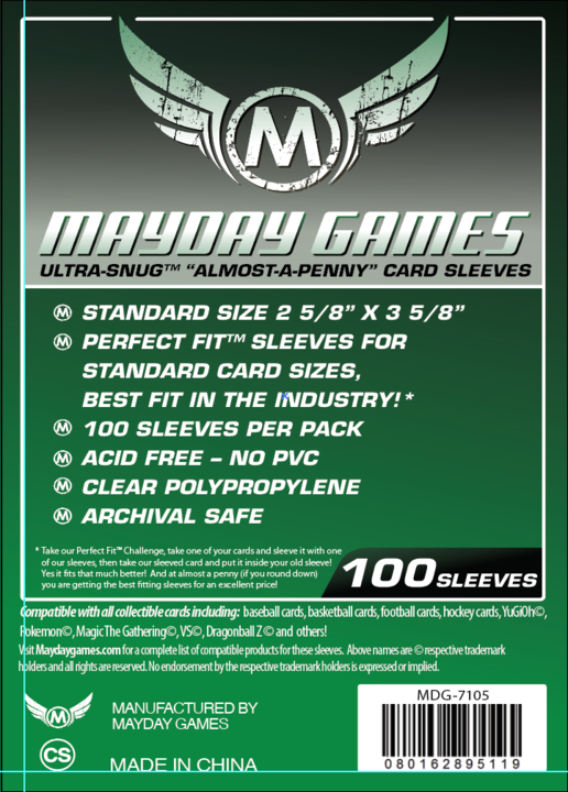 Mayday Sleeves63.5 mm 2 5/8 x 3 5/8 MDG-7105Standard (100 Sleeves) Painkiller BG Shop Mayday Sleeves63.5 mm 2 5/8 x 3 5/8 MDG-7105Standard (100 Sleeves) Painkiller BG Shop