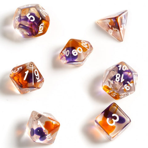 Sirus Dice - 7 Purple, Orange, and Clear set